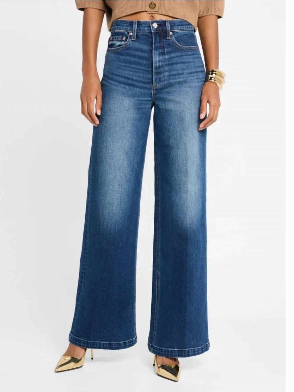 Pistola Lana High Rise Ultra Wide Leg Jeans in Mixer Blue Women’s Size 27 Denim